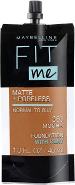 Maybelline New York Fit Me Matte + Poreless Liquid Foundation, Pouch Format, 105 Fair Ivory, 1.3 Ounce